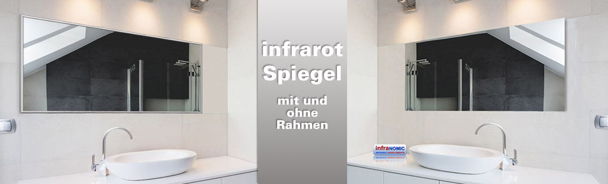 Infrarot Bad Spiegelheizungen 250 Watt 90x35 cm mit und ohne Rahmen