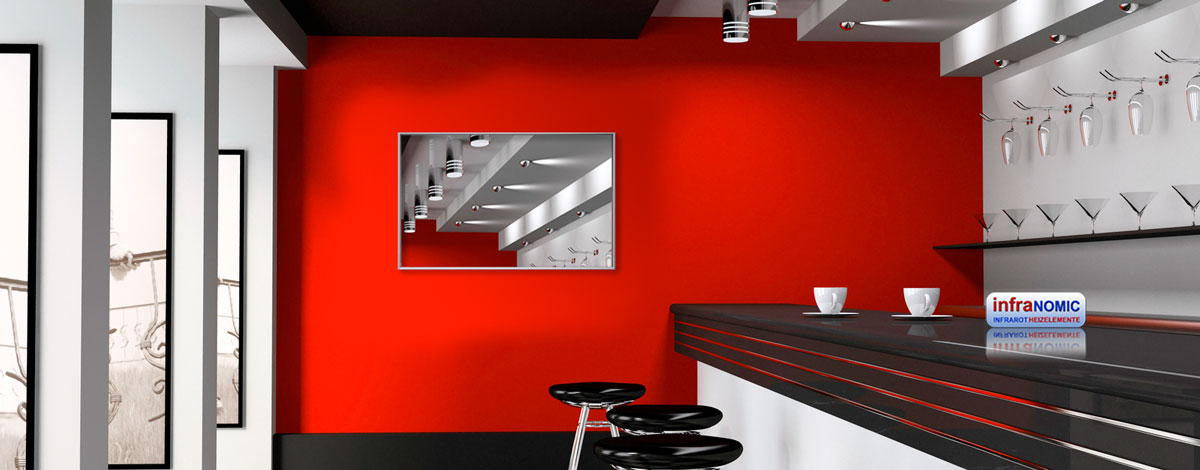 Infrarot Bad Spiegelheizungen 500 Watt 90 x 60 cm mit Alurahmen M10 und Rahmenlos