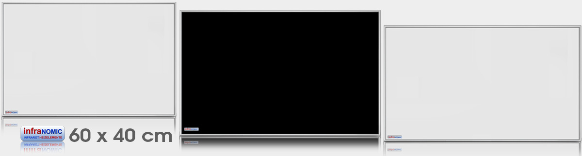 Infrarotheizungen 60x40 cm - 210 Watt - Glas weiß und schwarz emailliert
