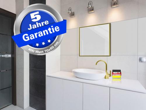 Infrarotheizung weiß + Spiegelheizung Bad 400 Watt 70x60 M10M