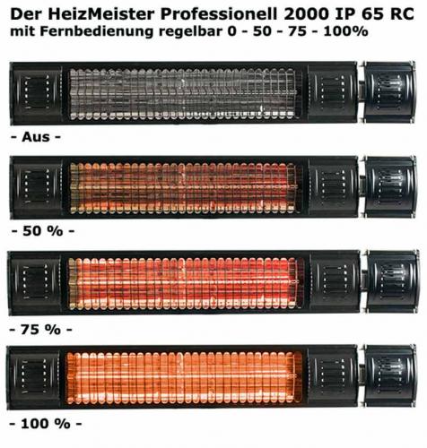 Preview: 3 Schaltstufen des Heizstrahlers low-med-high