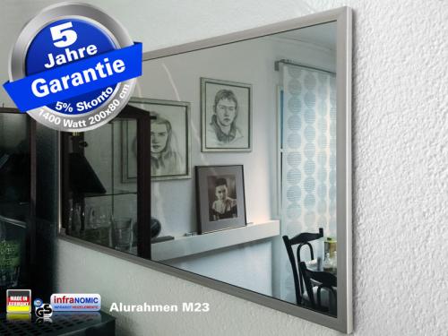 Preview: infrarot Spiegelheizung 1400 Watt mit Rahmen M23 infranomic