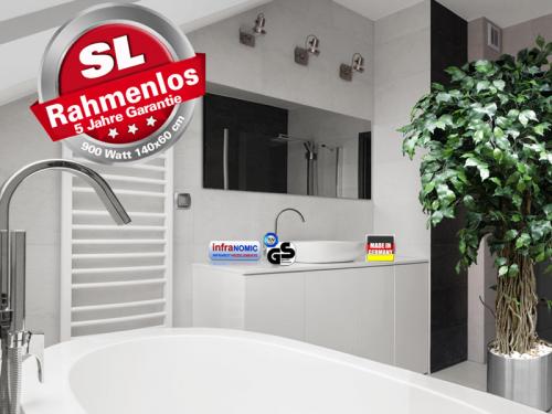 Preview: Spiegelheizung Rahmenlos 900 Watt 140x60 cm