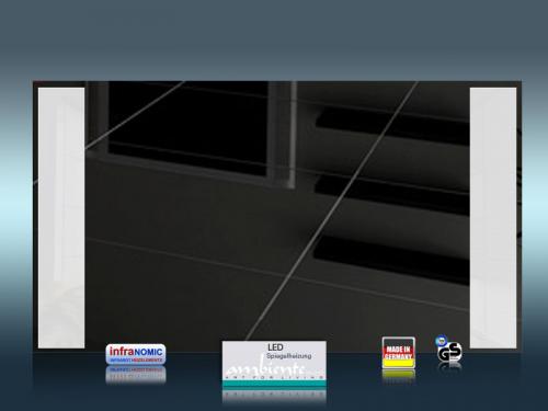 Preview: Spiegelheizung Rahmenlos  mit LED Beleuchtung 110 x 60