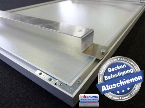 Preview: Deckenbefestigung für gerahmte Infrarotheizungen Aluschienen Set