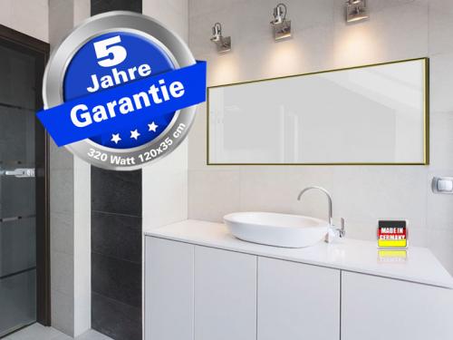 Infrarotheizung weiß + Spiegelheizung Bad 320 Watt 120x35 M10M
