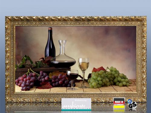 Preview: Infrarot Bildheizung 600 Watt 110x60 Stilrahmen StG Wein-Trauben