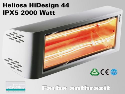 Preview: Infrarot Heizstrahler Heliosa HiDesign 44 IPX5 2000 Watt anthrazit