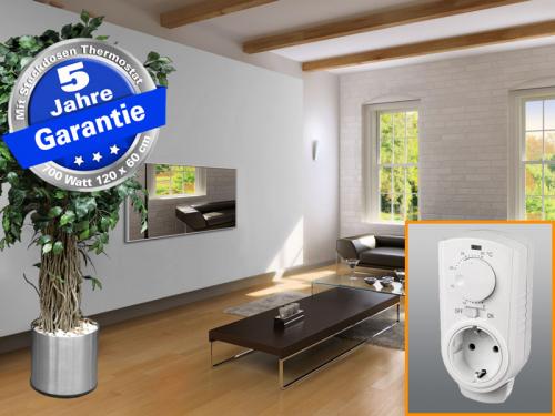 Preview: Spiegelheizung 700 Watt 120x60 cm von infranomic mit Rahmen M10 und Thermostat