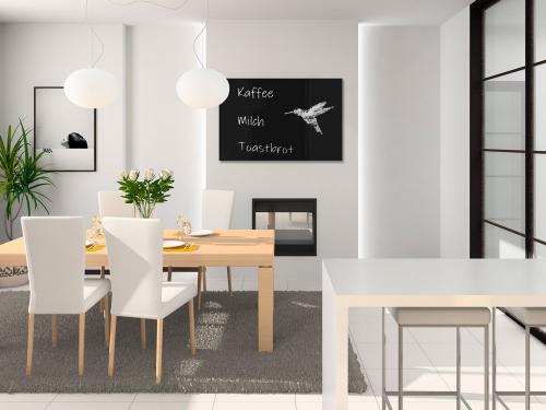 Preview: Infrarot Tafelheizung Schreibtafel Rahmenlos Metall - Baureihe steel-line in 3 Größen Raumansicht ambiente