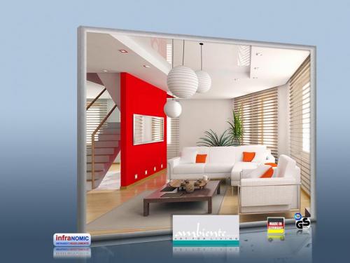 Preview: Infrarot Spiegelheizung Bad 400 Watt 70x60 Rahmen M23