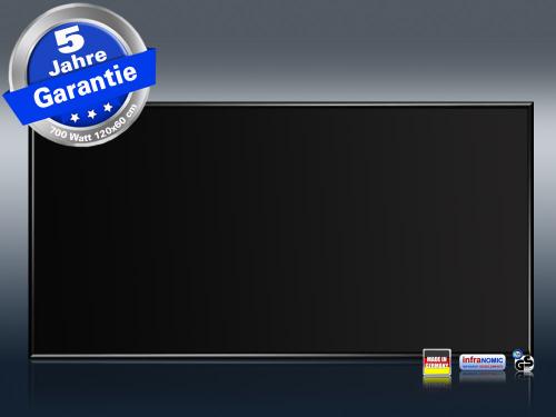 Preview: Infrarotheizung 120 x 60 cm 700 Watt mit schwarzem Rahmen M10S