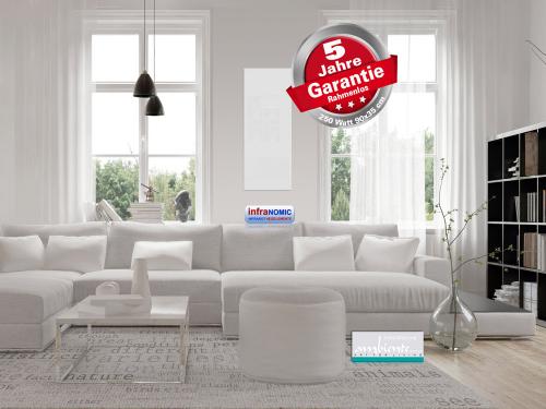 Infrarotheizung Rahmenlos Glas weiß / Spiegelheizung 250 Watt 90x35