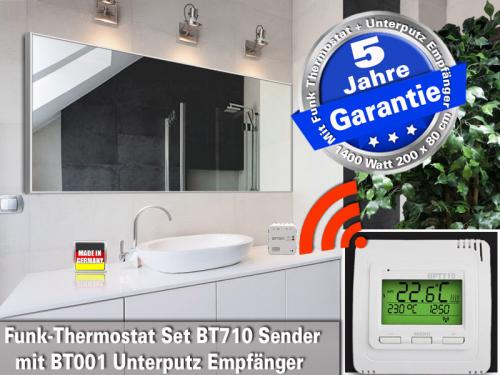 infrarot Spiegelheizung 1400 Watt mit Funk-Thermostat