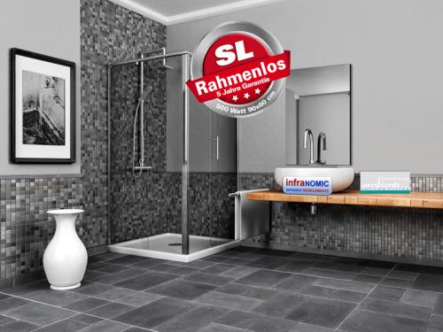 Spiegelheizung 500 Watt 90x60 cm von infranomic rahmenlos slim-line