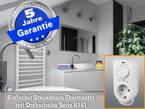 infrarot Spiegelheizung 600 Watt mit Thermostat