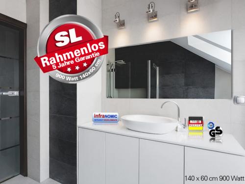 infrarot Spiegelheizung 900 Watt rahmenlos slim-line infranomic
