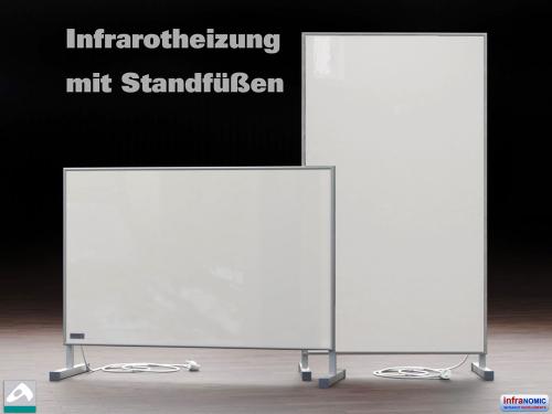 Infrarotheizungen Glas weiß mit Standfüßen