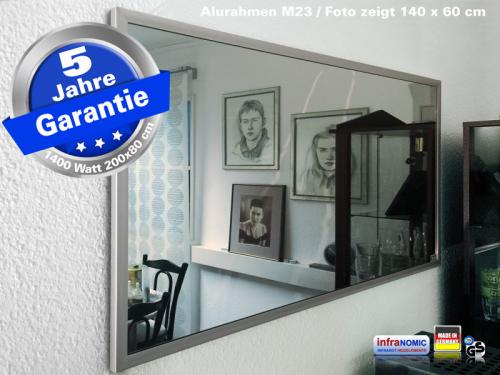 Preview: infrarot Spiegelheizung 1400 Watt mit Sonderrahmen M23 von infranomic