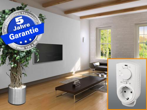 Infrarotheizung Glas schwarz 700 Watt 120x60 cm - Rahmen M10 - mit Thermostat