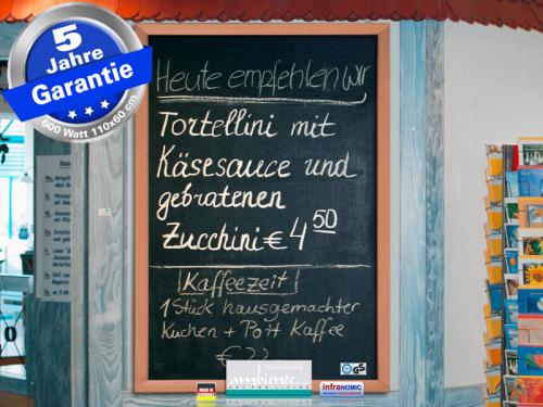 Infrarot Tafelheizung 600 Watt 110x60 mit Holzrahmen Buche HB30