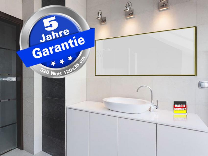 Infrarotheizung schwarz + Spiegelheizung Bad 320 Watt 120x35 M10M