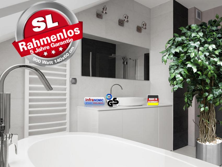 infrarot Spiegelheizung 900 Watt rahmenlos slim-line infranomic