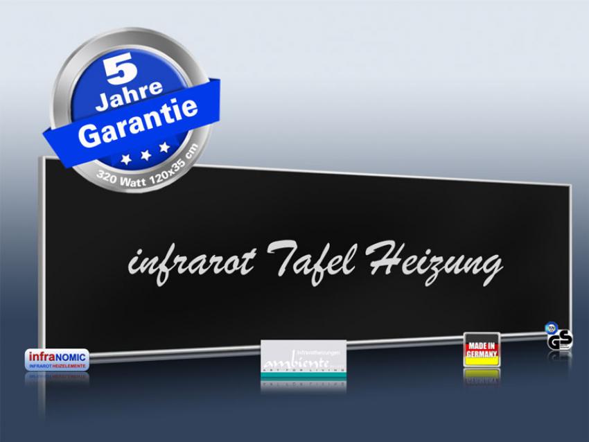 Infrarotheizung schwarz + Spiegelheizung Bad 320 Watt 120x35 M10