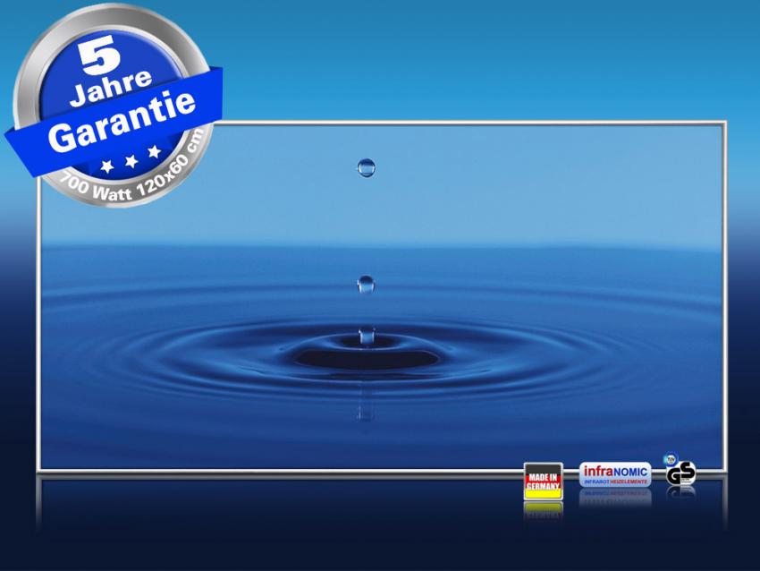 Frontalansicht Bildheizung 120 x 60 cm "Wassertropfen"