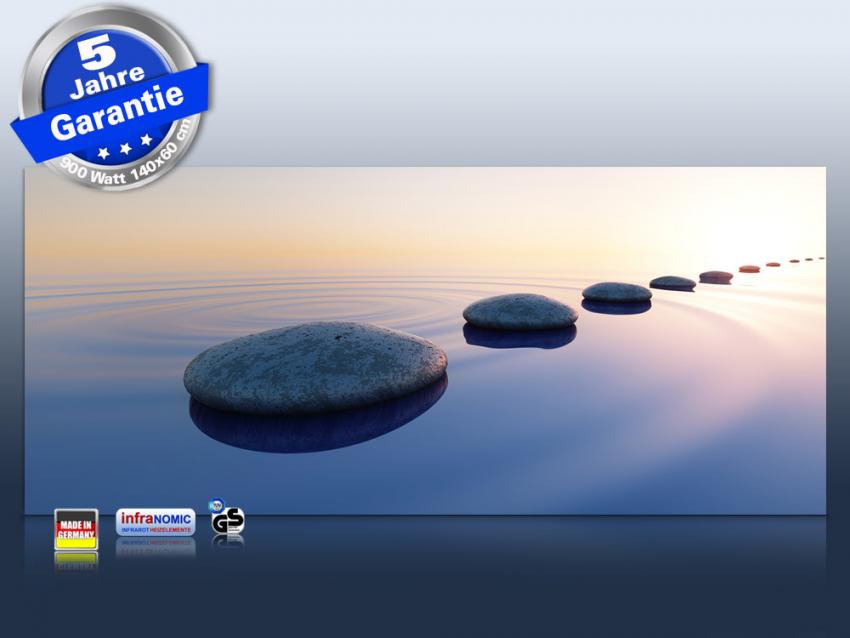 Bildheizung rahmenlos slim-line "Steine im Wasser"