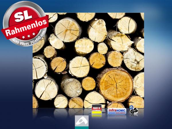 infrarot Bildheizung 400 Watt 70x60 M10-SL Holzstapel