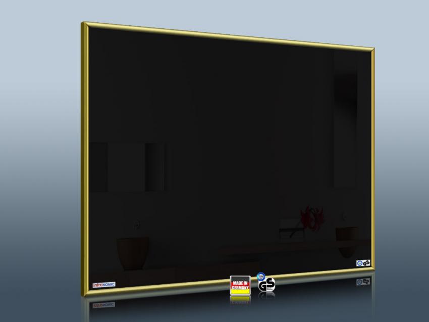 Infrarotheizung 90 x 60 schwarz emailliert mit Messingrahmen M10M