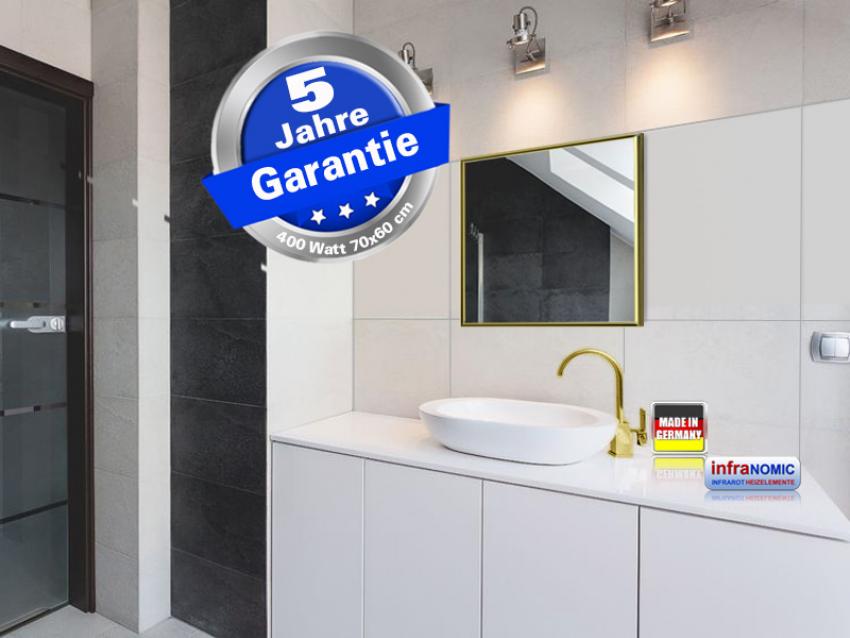 Infrarot Spiegelheizung Bad 400 Watt 70x60 Messingrahmen M10M
