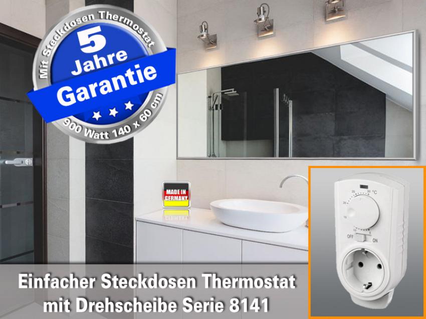 infrarot Spiegelheizung 900 Watt mit Thermostat