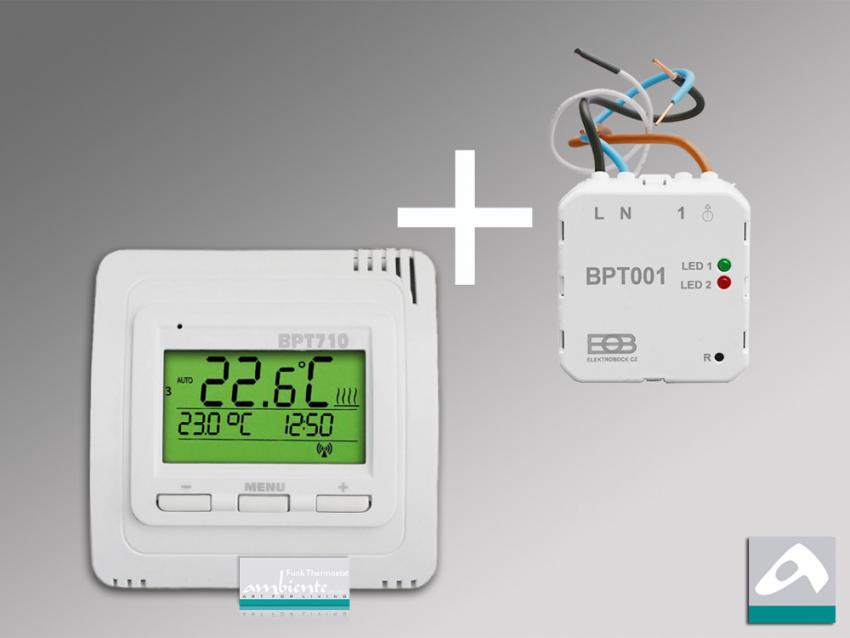 Funk-Thermostat Set BT710 Sender mit BT001 Unterputz Empfänger