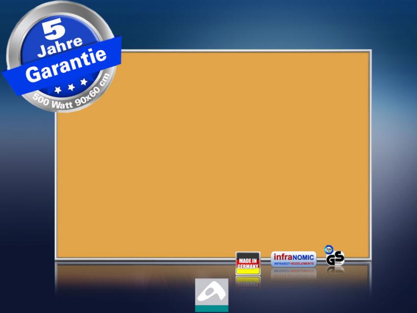 Infrarotheizung farbig 500 Watt 90x60 M10-SL RAL Leuchthellorange