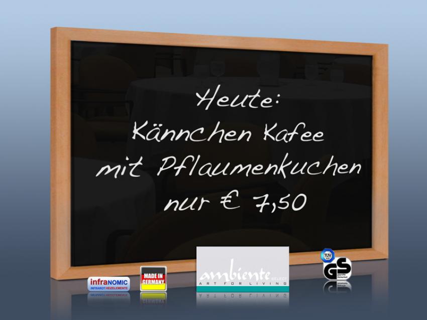Infrarot Tafelheizung 500 Watt 90x60 mit Holzrahmen Buche HB30